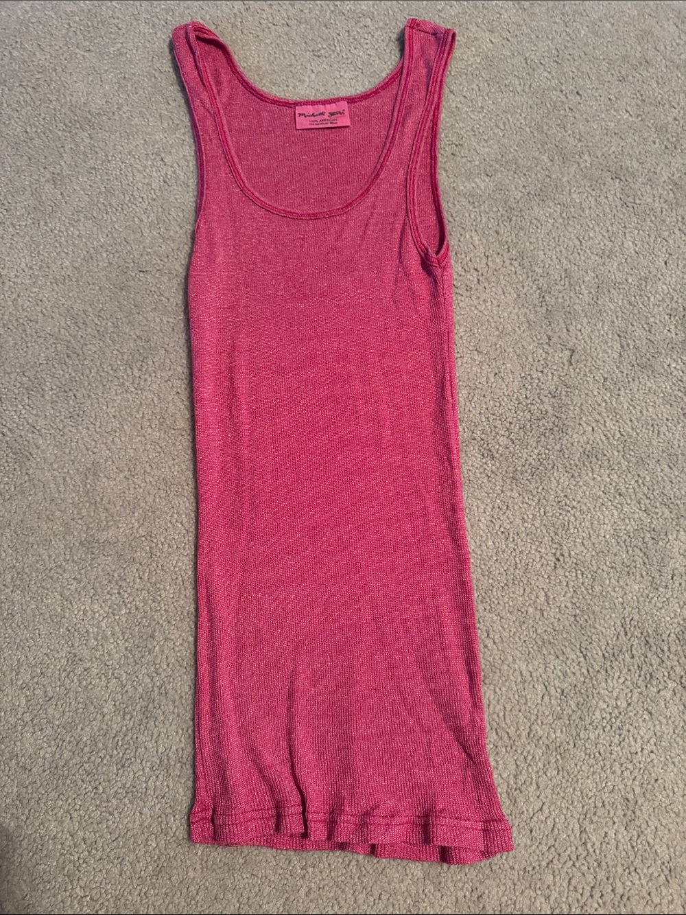 Michael Stars Fuchsia Metallic Ribbed Tank - Scoop Neck -Long  One Size